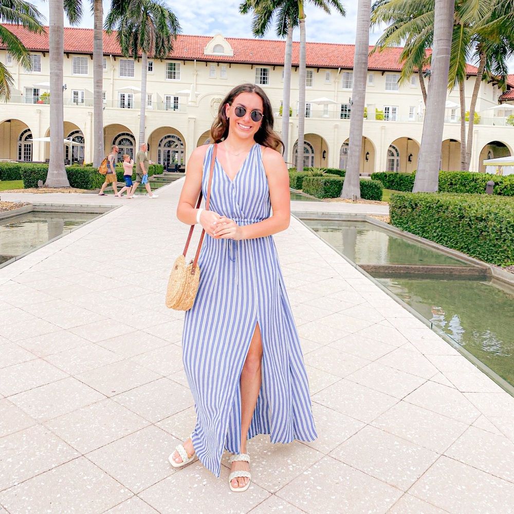 elan blue striped sundress